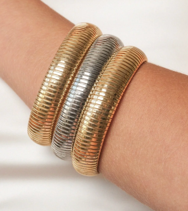  Cobra Stretch Bangle Bracelets-Stainless Steel Stretch