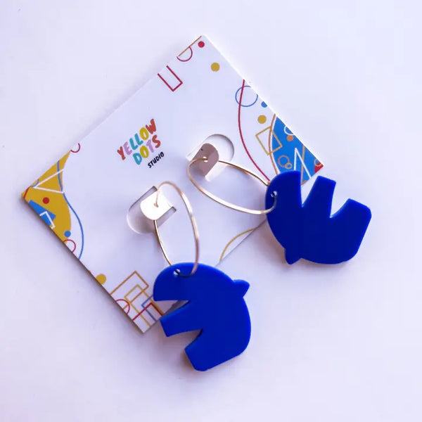 Blue Bird Hoop Earrings | Acrylic Earrings