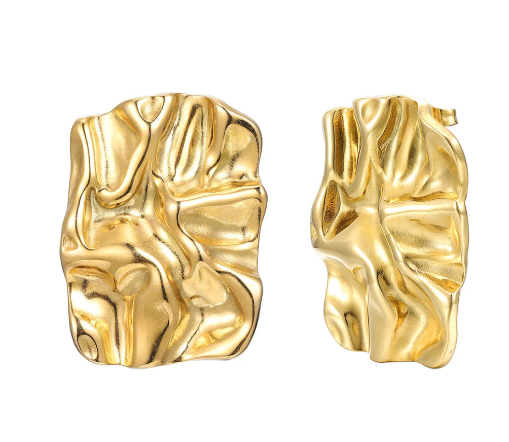 Molten Button Earrings, Stainless Steel- Waterproof