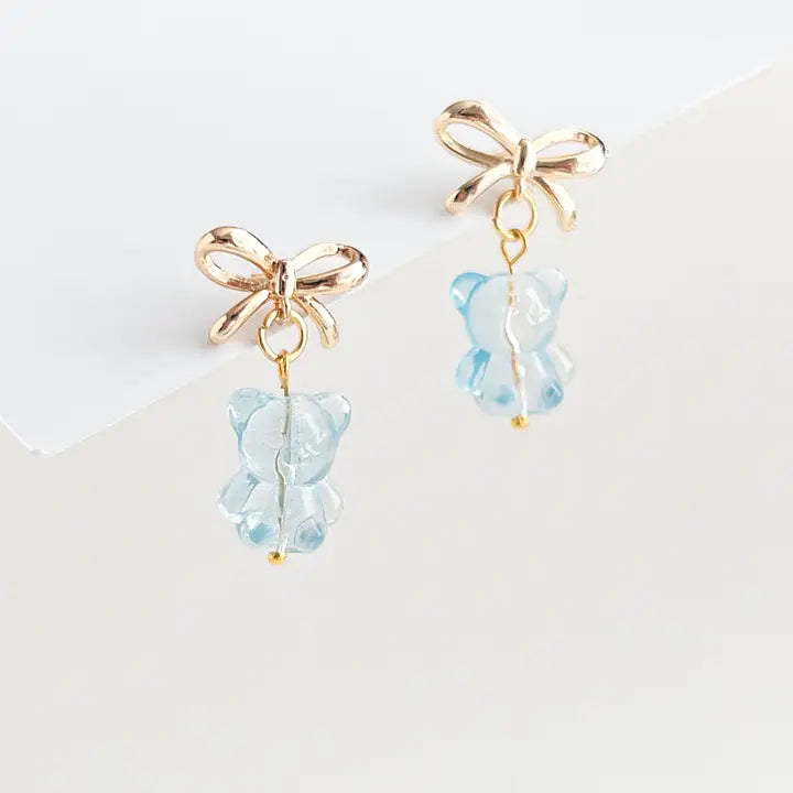 Blue Teddy Bear Earrings | Beaded Earrings