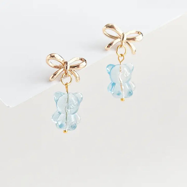 Blue Teddy Bear Earrings | Beaded Earrings