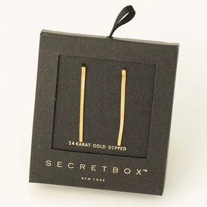 Secret Box Gold Dipped Flat Chain Drop Earrings