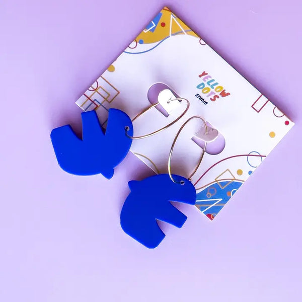 Blue Bird Hoop Earrings | Acrylic Earrings