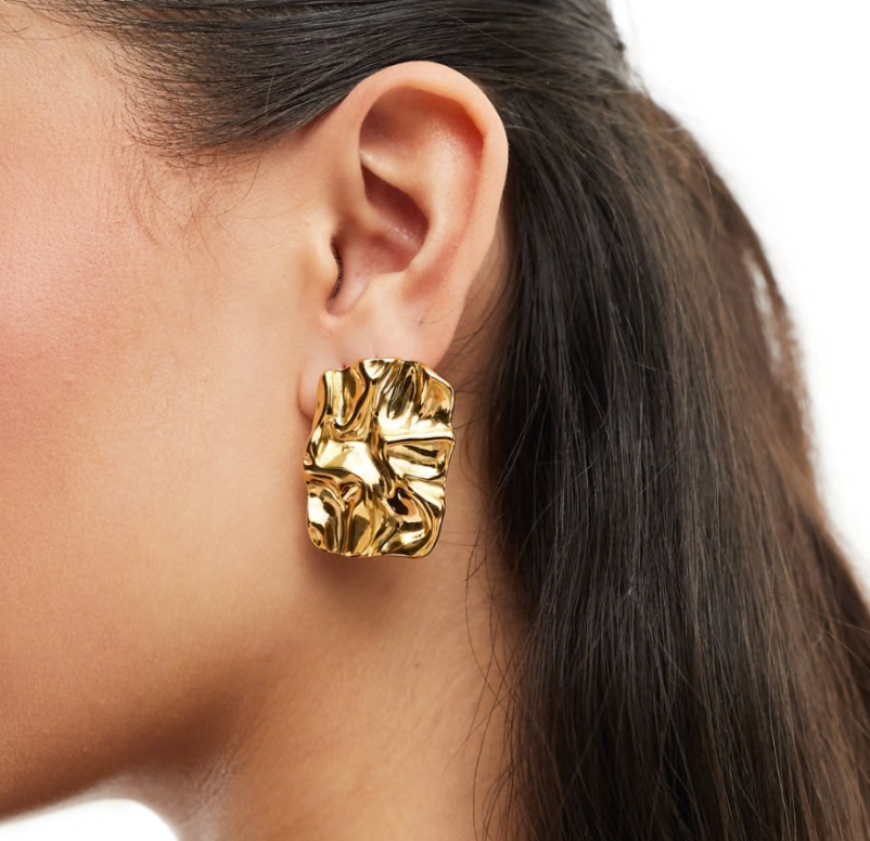 Molten Button Earrings, Stainless Steel- Waterproof