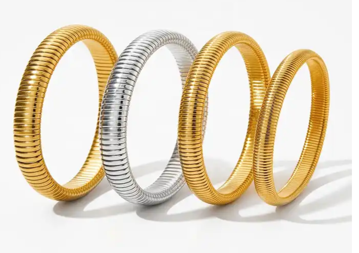  Cobra Stretch Bangle Bracelets-Stainless Steel Stretch
