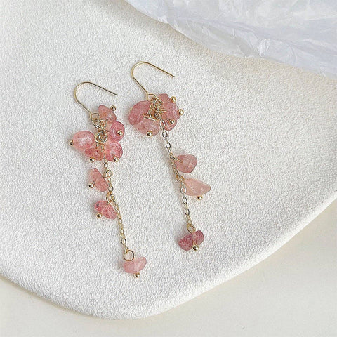 Strawberry Quartz Chips Dangle Earrings