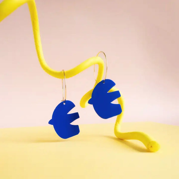 Blue Bird Hoop Earrings | Acrylic Earrings
