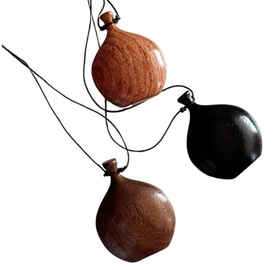 Flagon Necklace- Hand Turned Wood and Waxed Adjustable Cord 