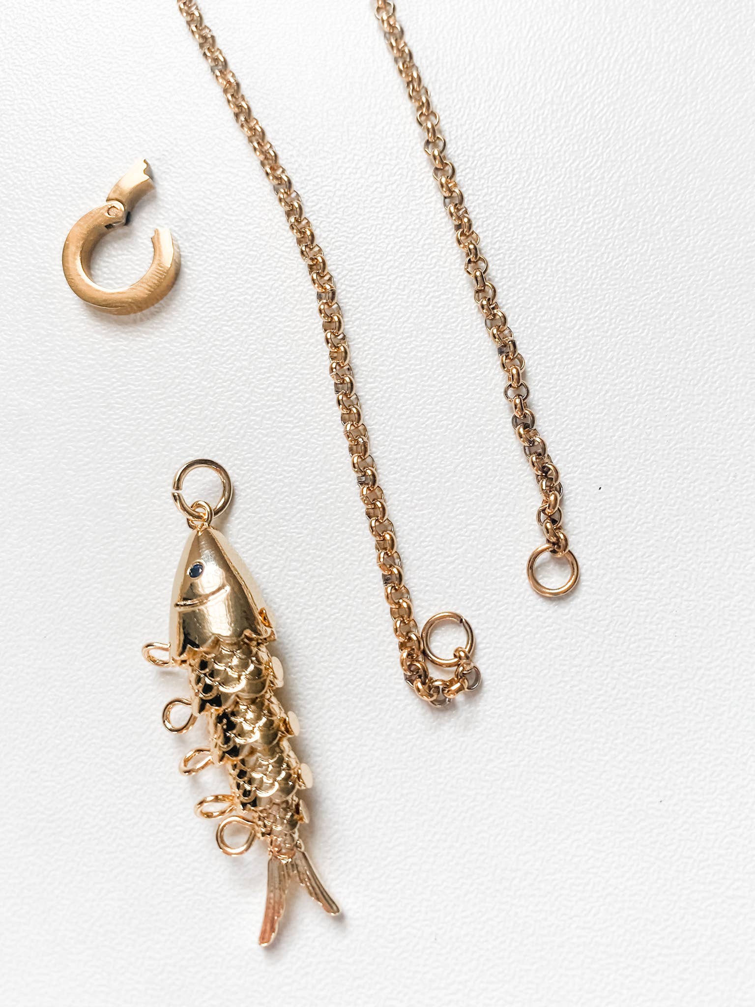 Fish- 14K Gold Steel Articulated Portuguese Fish Necklace
