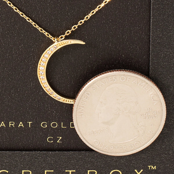 Secret Box Pave Crescent Moon Pendant Necklace