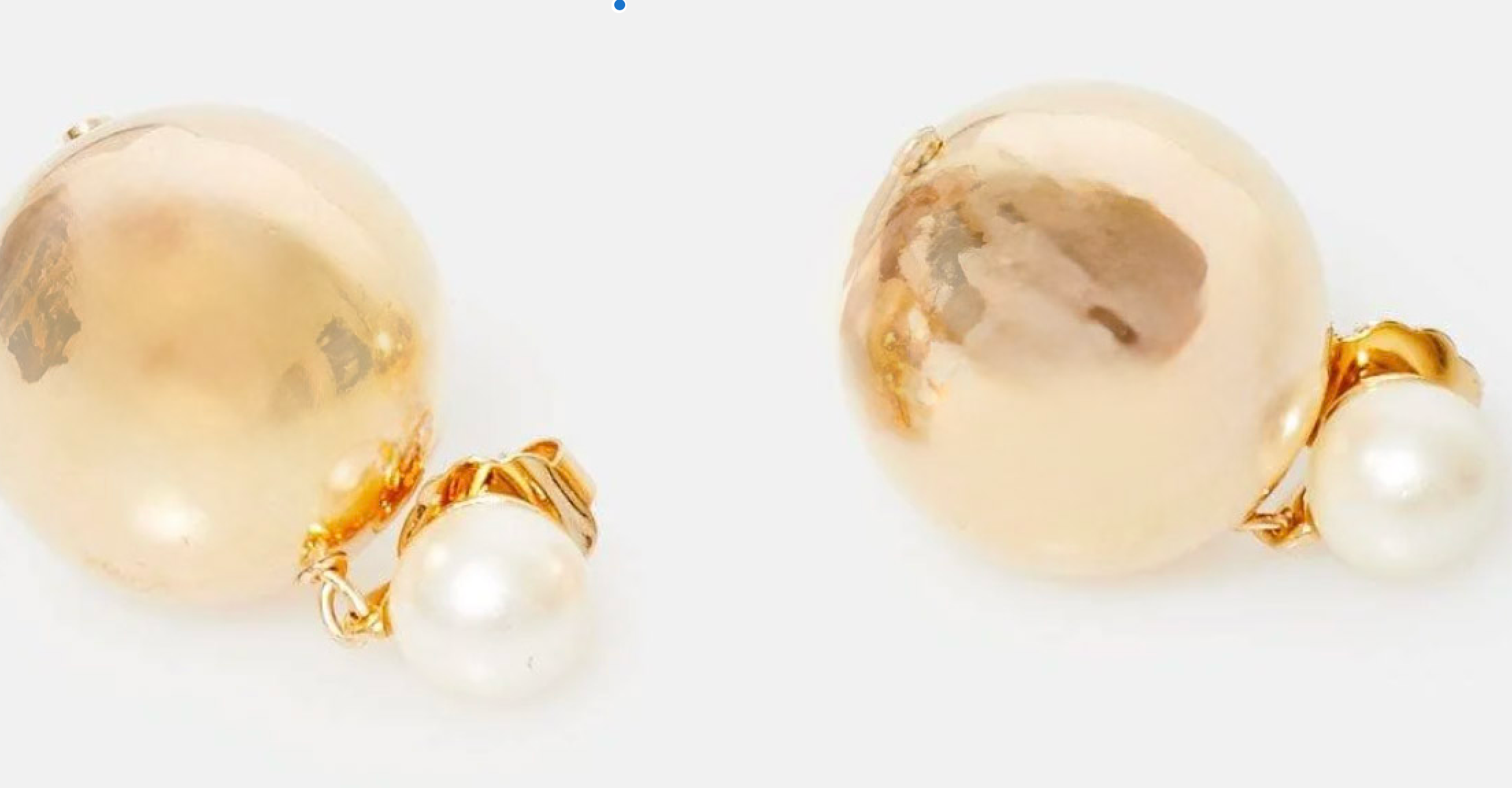 Ball Drop- Pearl Earring- Steel 14K Gold