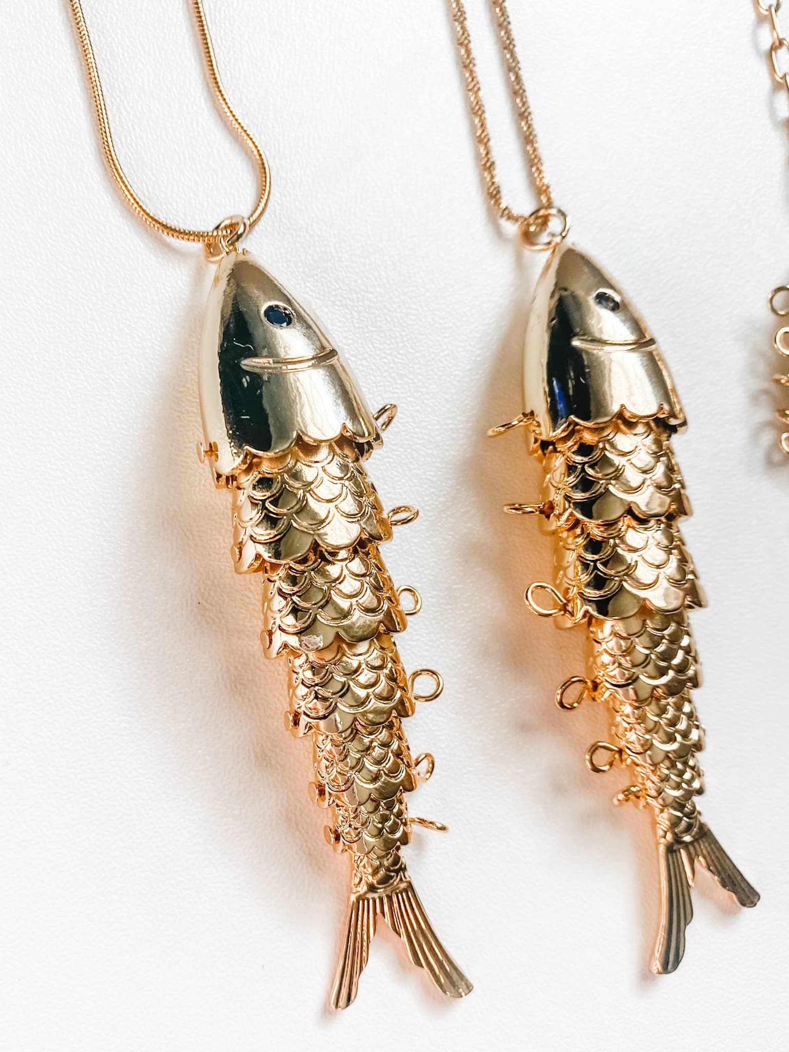 Fish- 14K Gold Steel Articulated Portuguese Fish Necklace