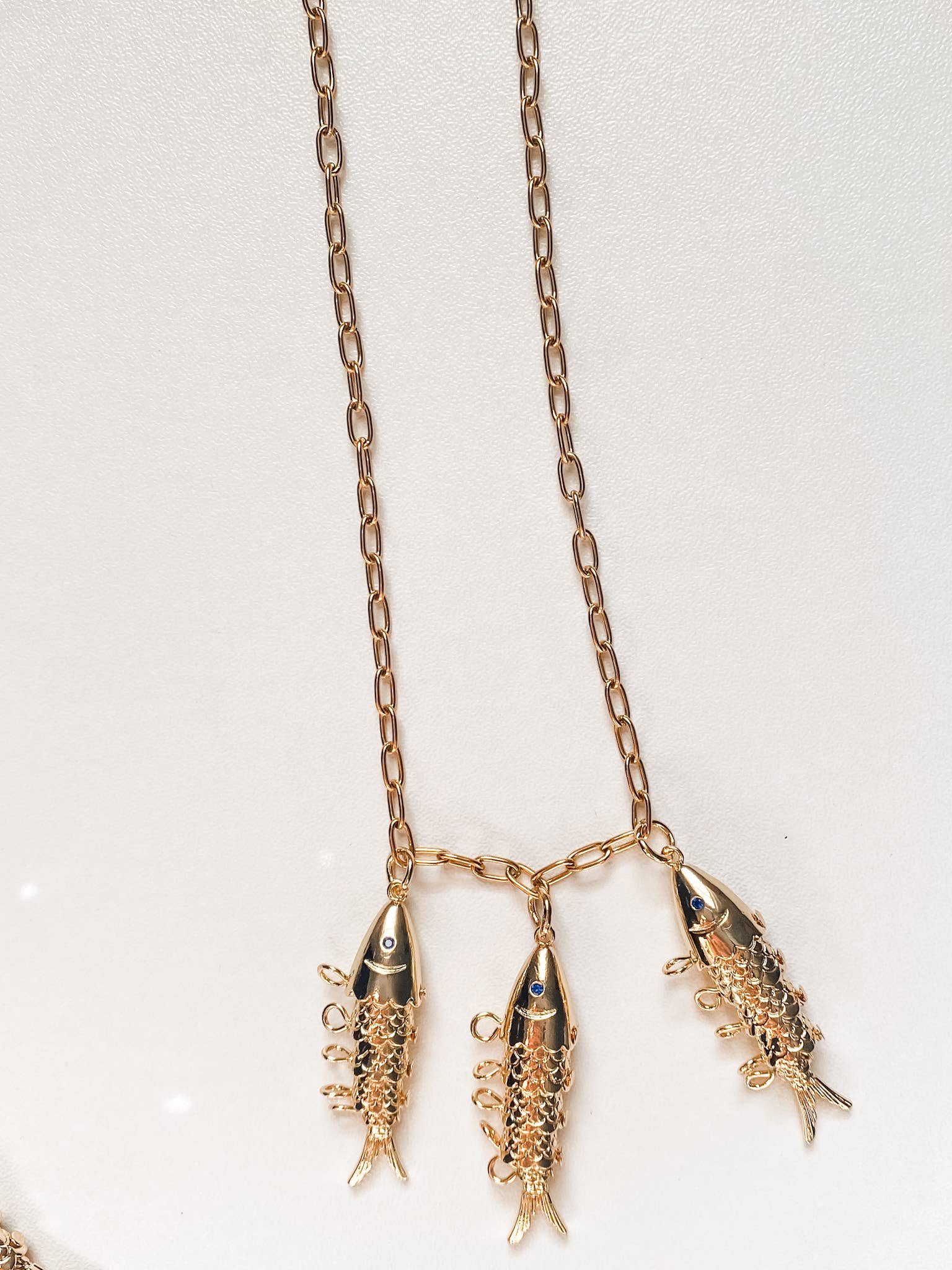 Fish- 14K Gold Steel Articulated Portuguese Fish Necklace