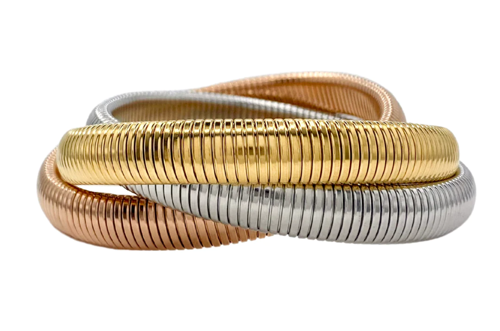  Cobra Stretch Bangle Bracelets-Stainless Steel Stretch