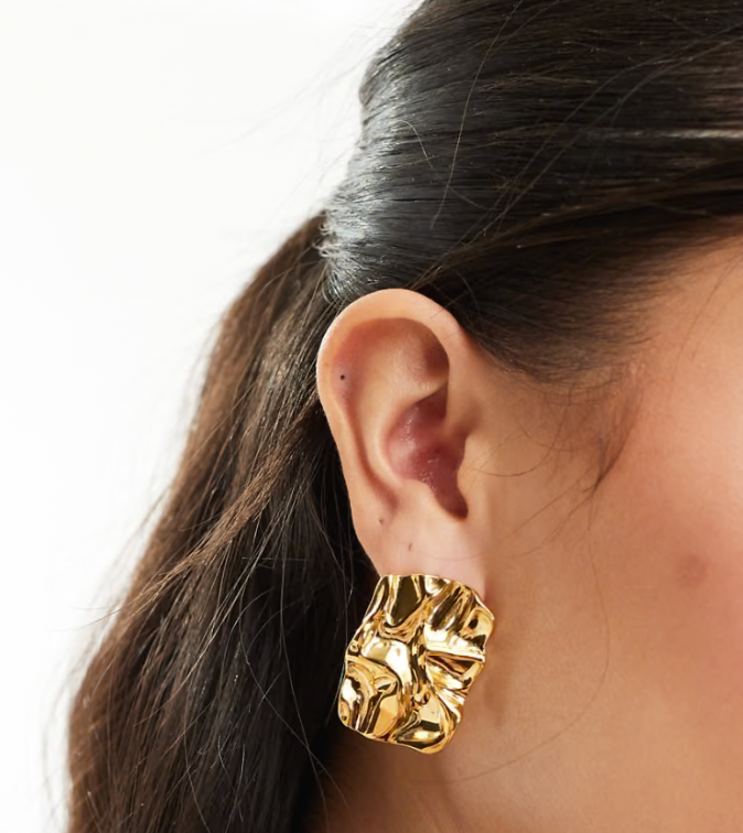 Molten Button Earrings, Stainless Steel- Waterproof