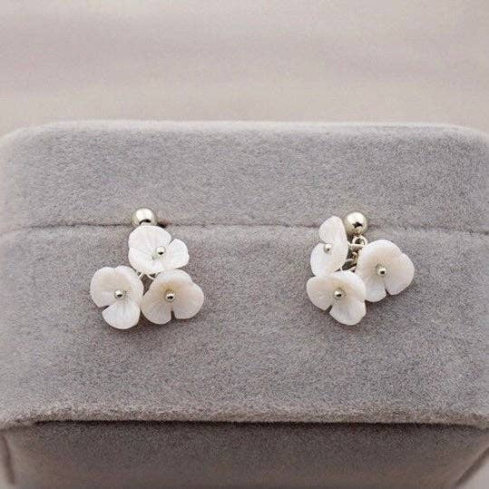 Surgical Steel Flora Mother of Pearl White Flower Steel Earrings