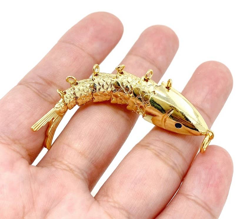 Fish- 14K Gold Steel Articulated Portuguese Fish Necklace