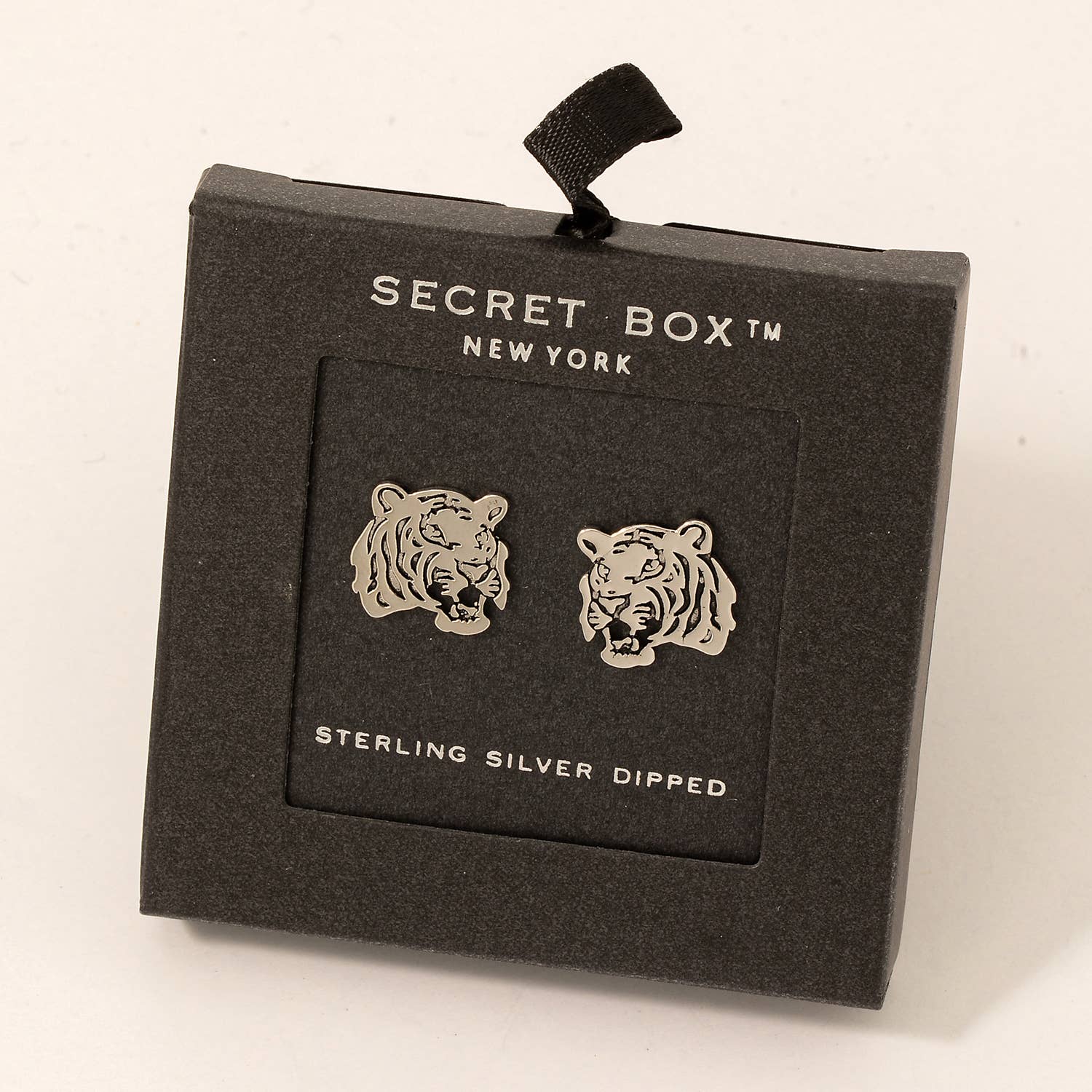 Secret Box Tiger Head Stud Earrings