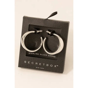 Secret Box Gold Dipped Wide Beveled Hoop Earrings