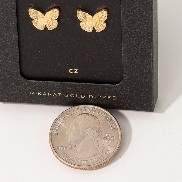 Secret Box Gold Dipped Butterfly Stud Earrings