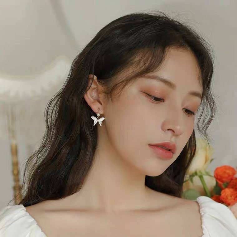 Pearl Butterfly Stud Earrings