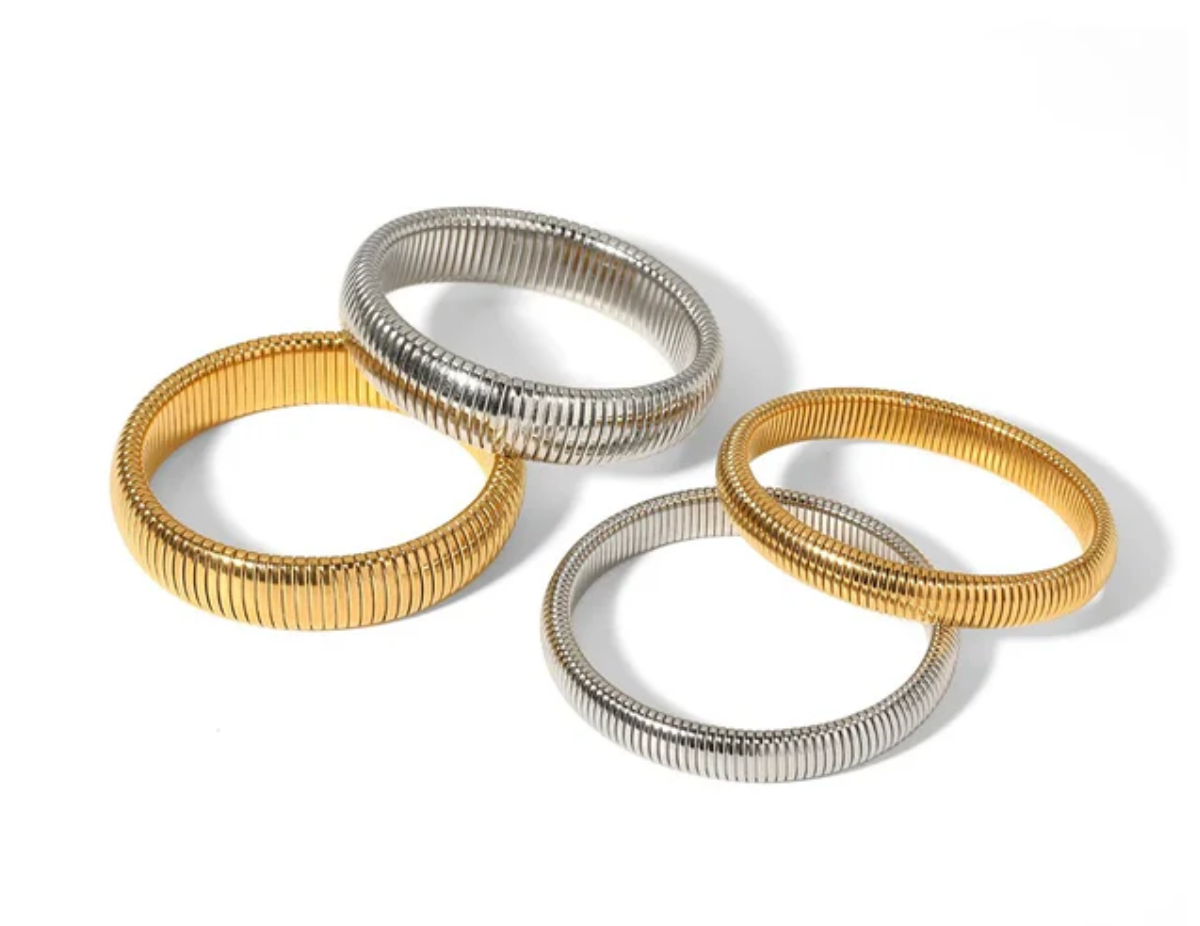  Cobra Stretch Bangle Bracelets-Stainless Steel Stretch