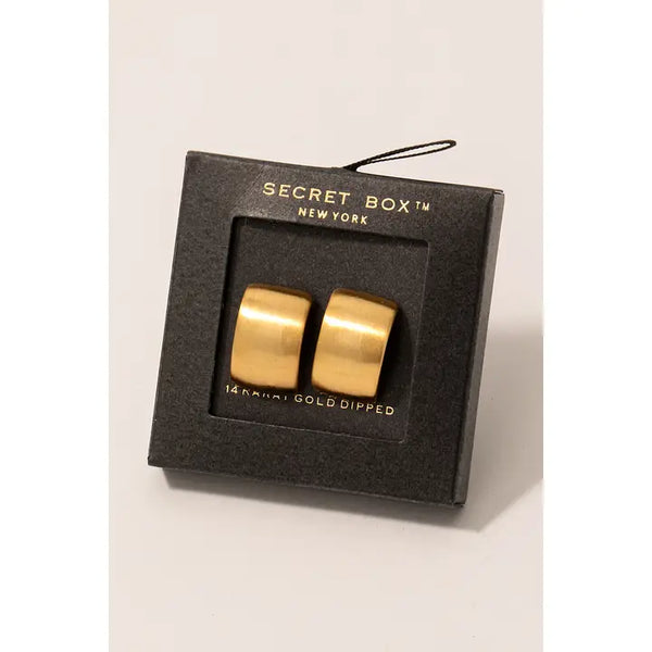 Secret Box Gold Dipped Brushed Rectangle Shield Stud