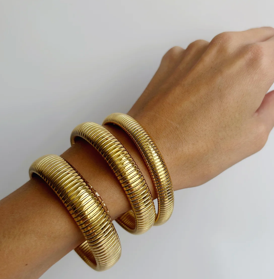  Cobra Stretch Bangle Bracelets-Stainless Steel Stretch