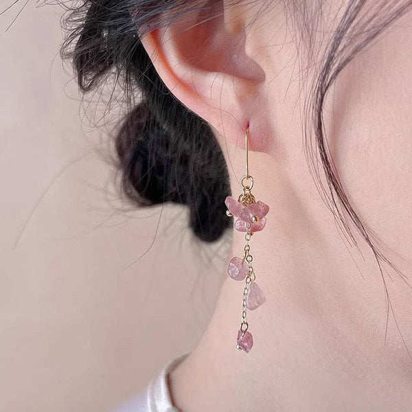 Strawberry Quartz Chips Dangle Earrings