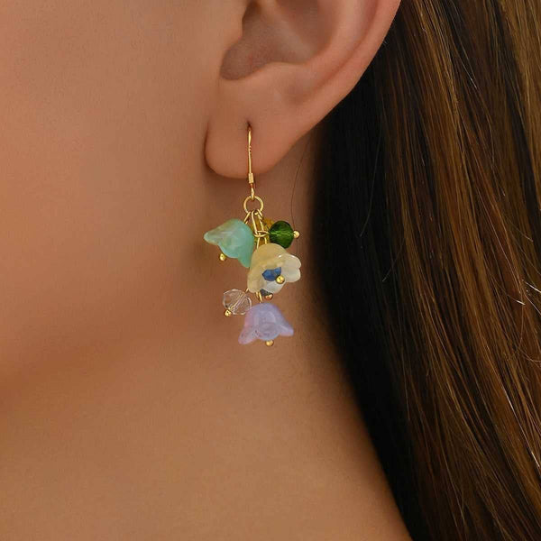 Colorful Bell Flower Beads Dangle Earrings