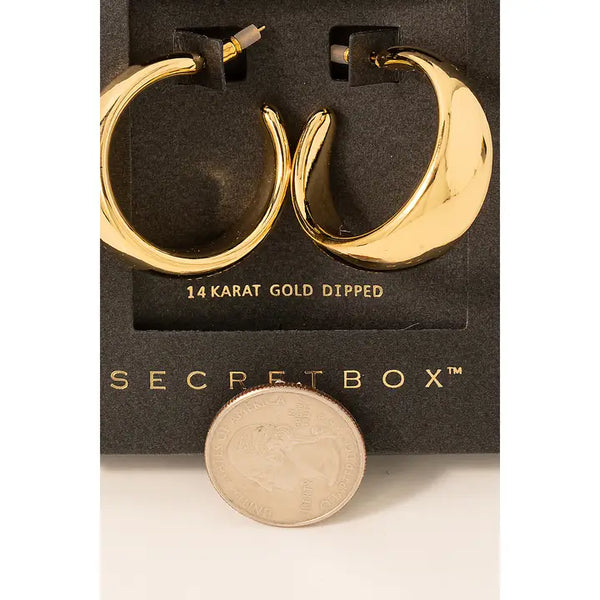 Secret Box Gold Dipped Wide Beveled Hoop Earrings