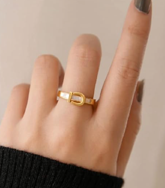 Buckle UP- Stainless Steel Saddle Up Belt Ring- 14K Gold