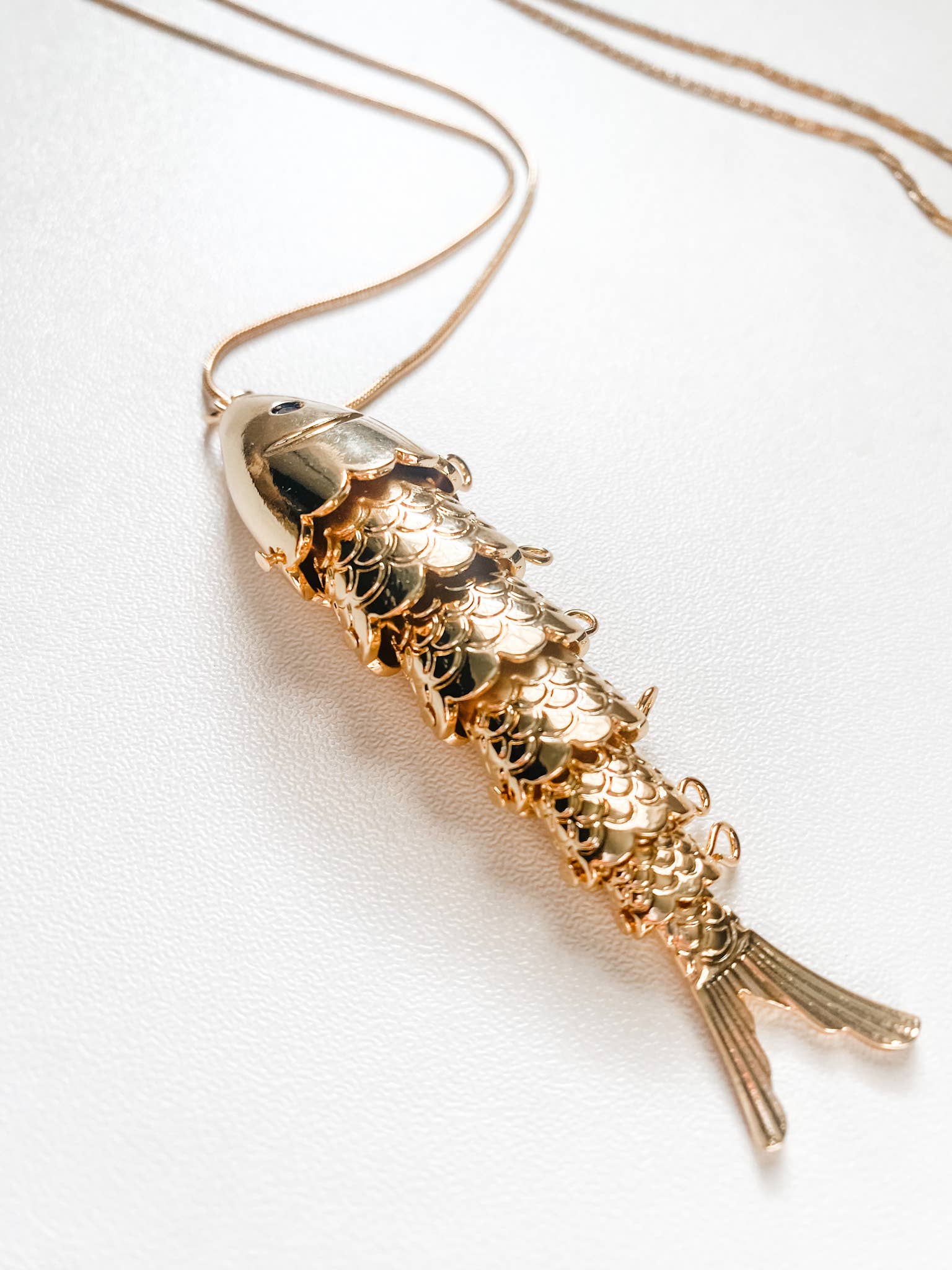 Fish- 14K Gold Steel Articulated Portuguese Fish Necklace