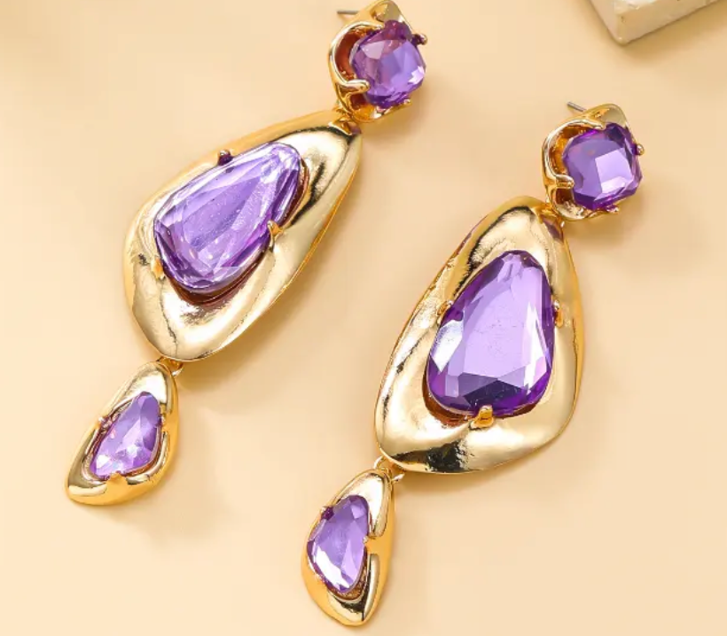 Mod Drop Earring- Steel 14K Juicy Stones