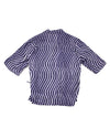 Len Lye x Dries Van Noten Designer Women's Purple/Navy/Light Purple Wavy Print Short Sleeve Wrap Top – Size S