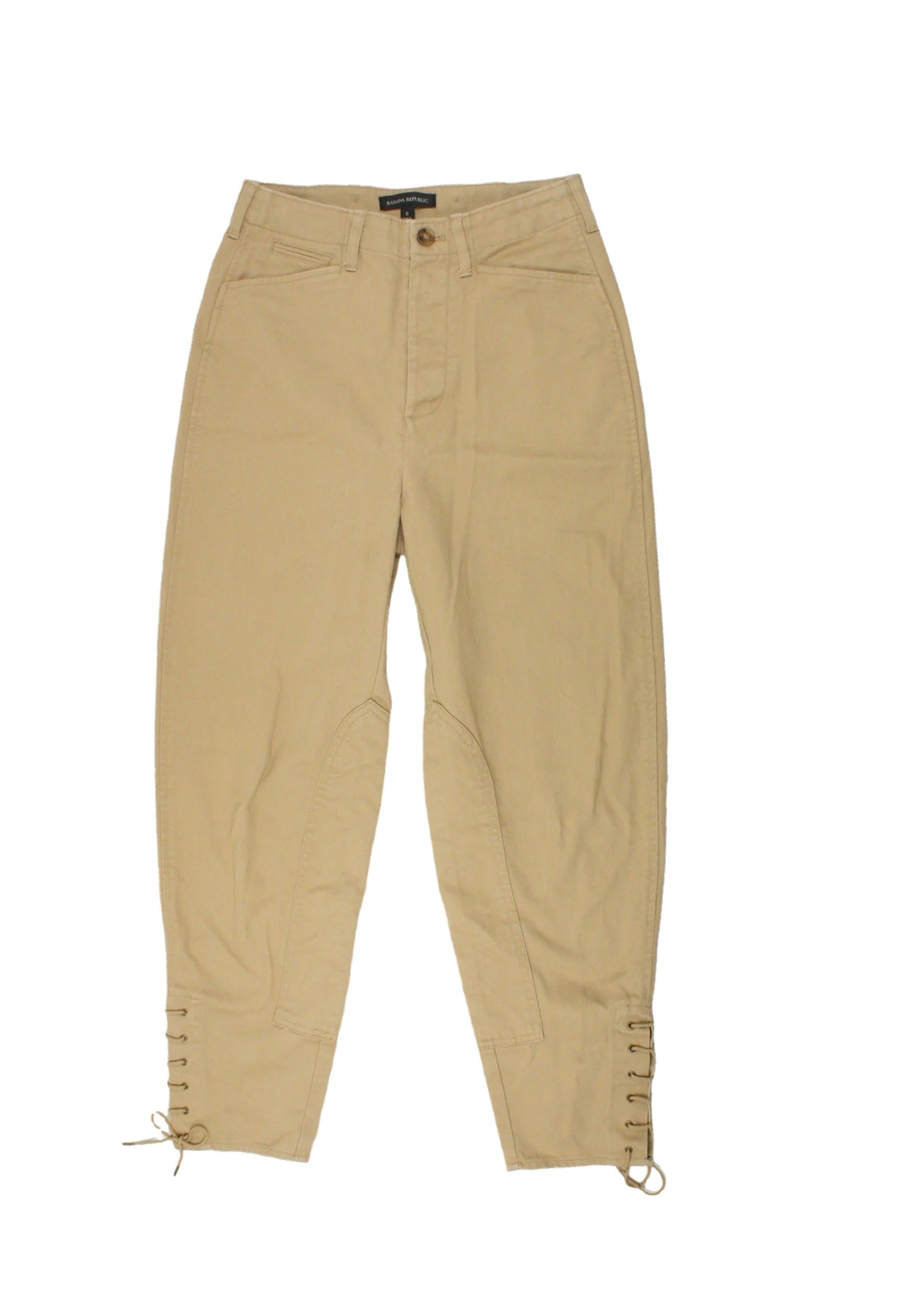 Banana Republic Women's Tan Pants with Buttons, Hem Ties, High-Waist – Size W28