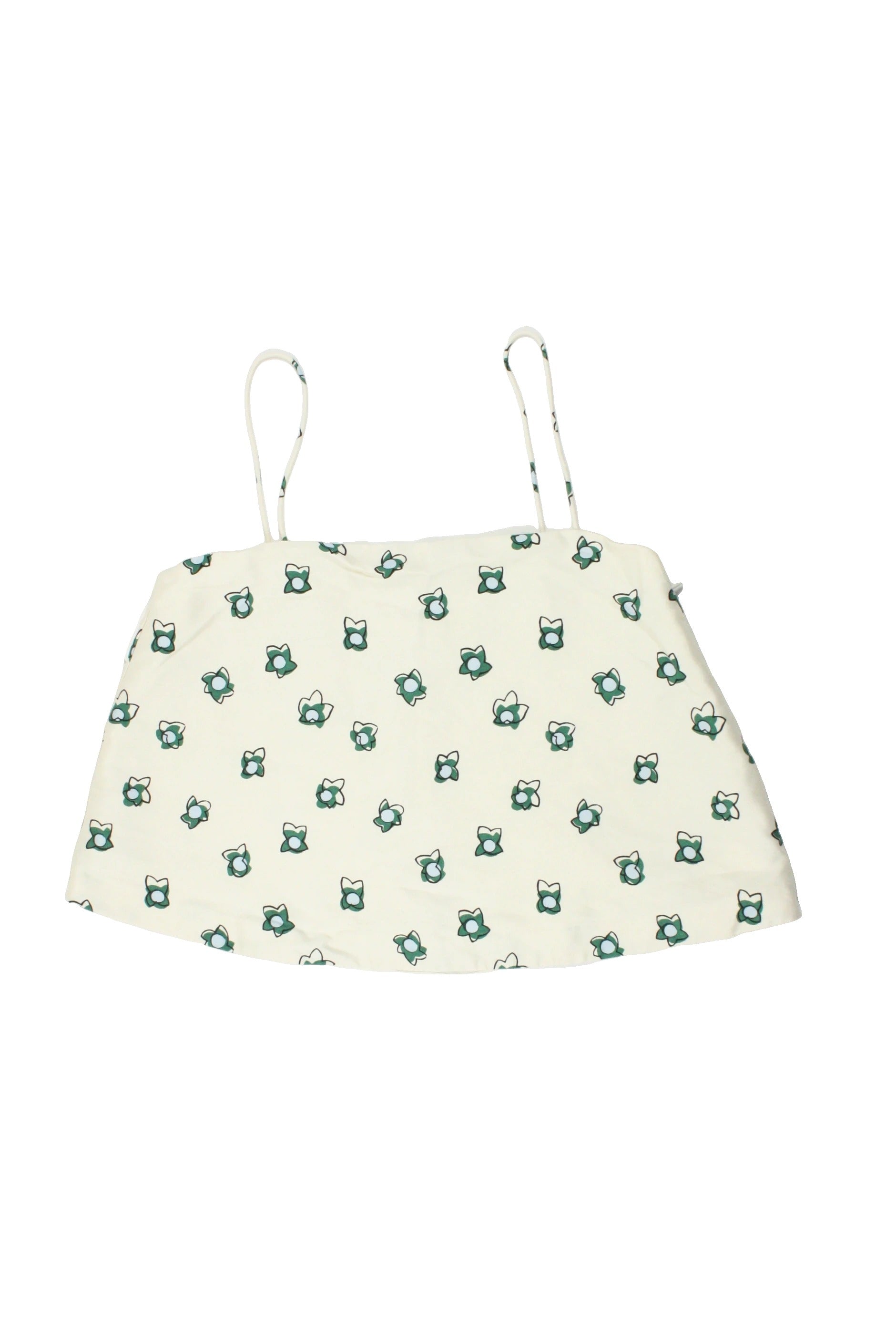 Club Monaco Women's Cream/Green/Black Cropped Sleeveless Straight Neck Top with Side Zip, Straight