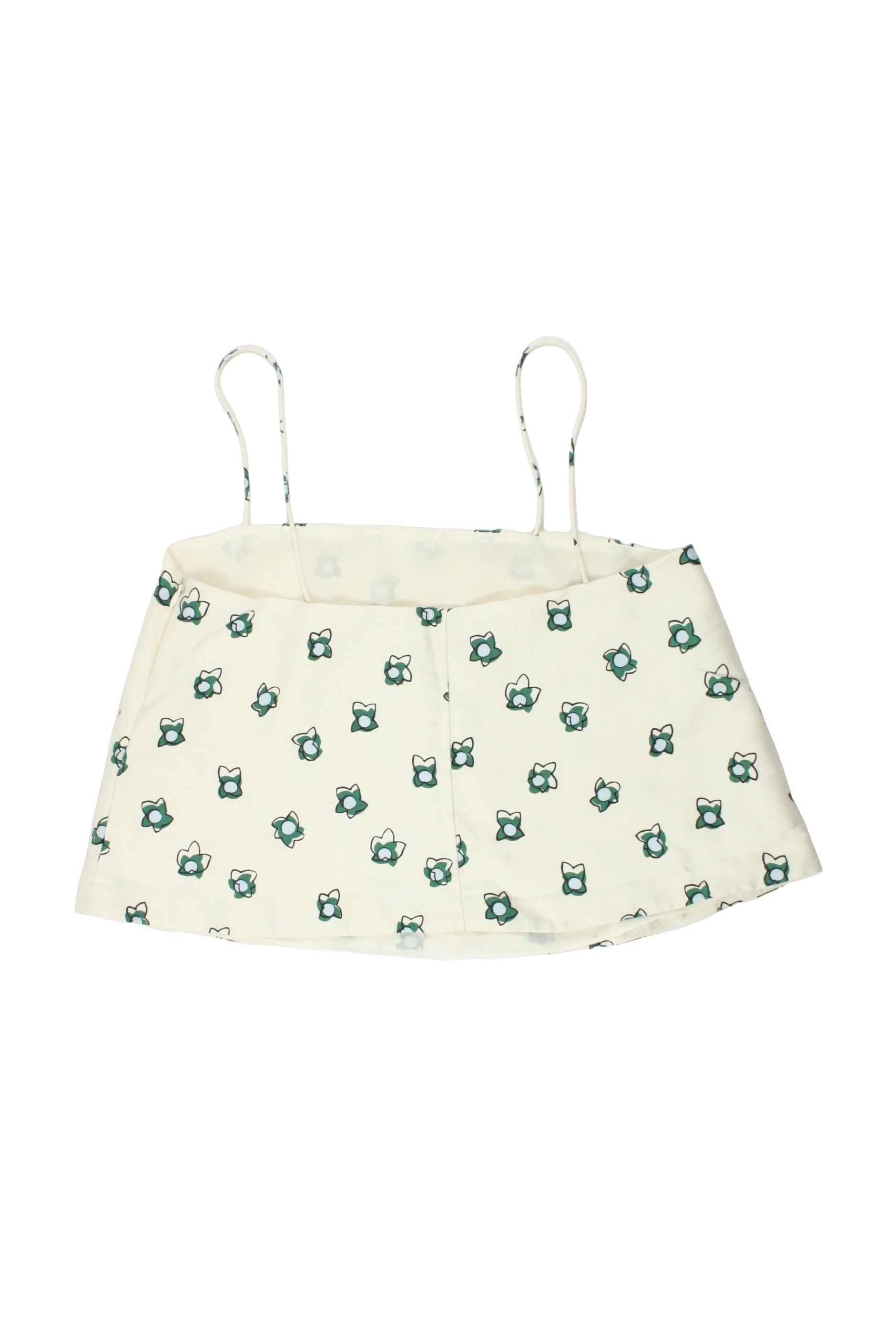Club Monaco Women's Cream/Green/Black Cropped Sleeveless Straight Neck Top with Side Zip, Straight