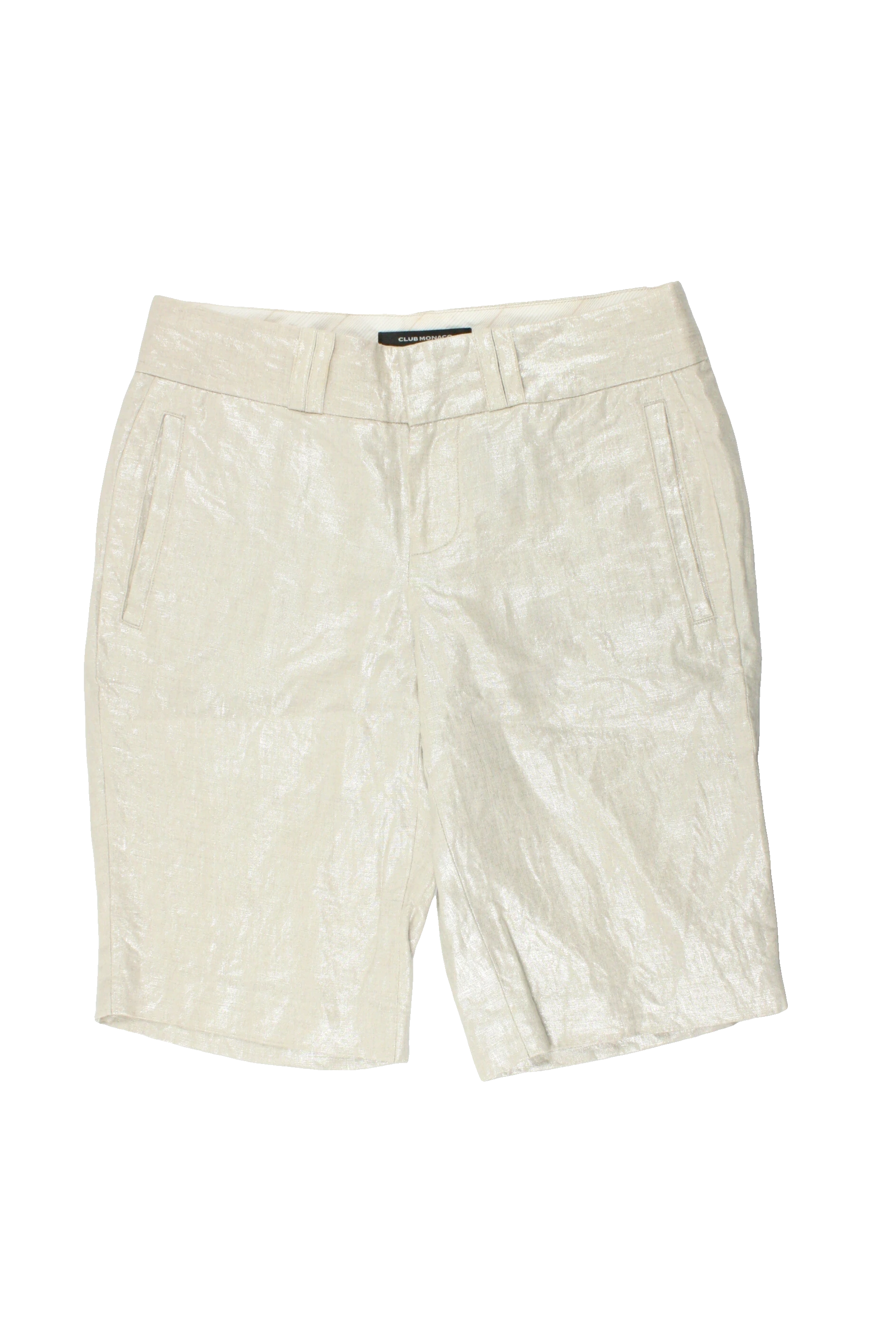 Club Monaco Women's Tan Shorts with Long, Low-Waist, Sparkle – Size W28