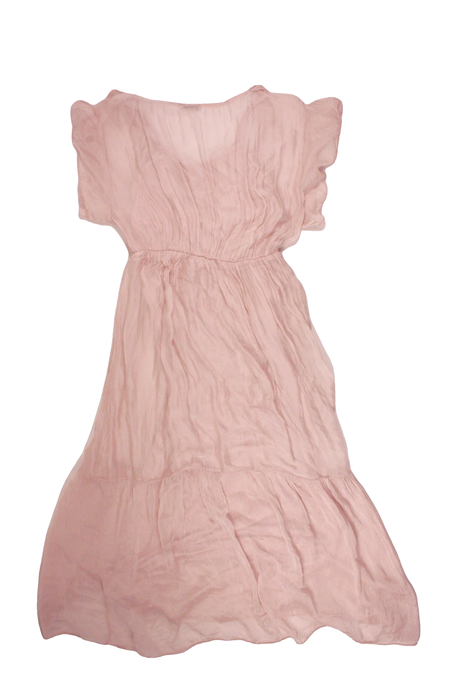 Lara C. Women's Blush Short Sleeve V-Neck Dress with Midi, Sheer – Size L