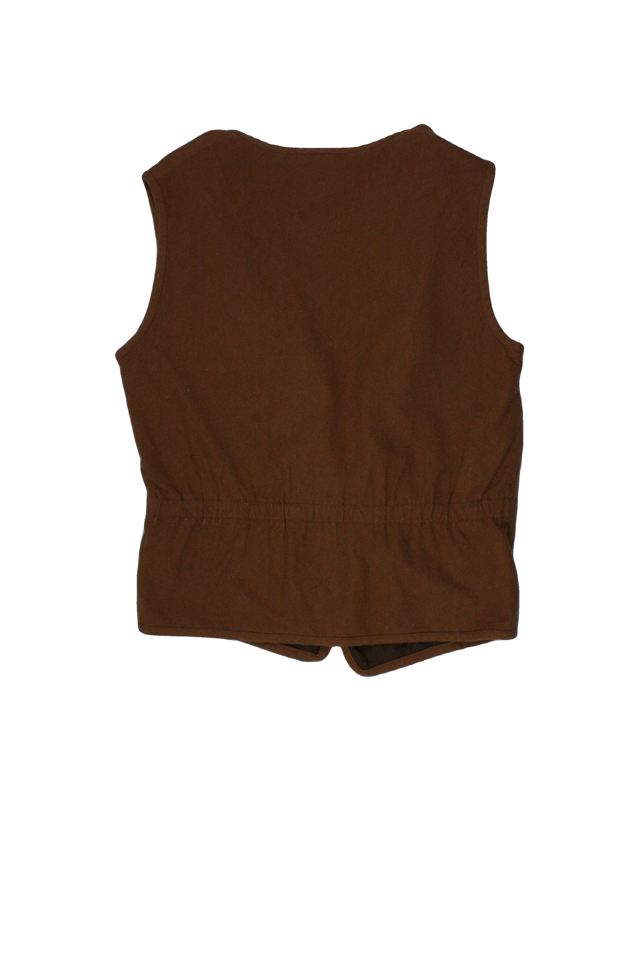 Di Bari Women's Brown Vest with Silk, 2 Pockets, Waist Tie