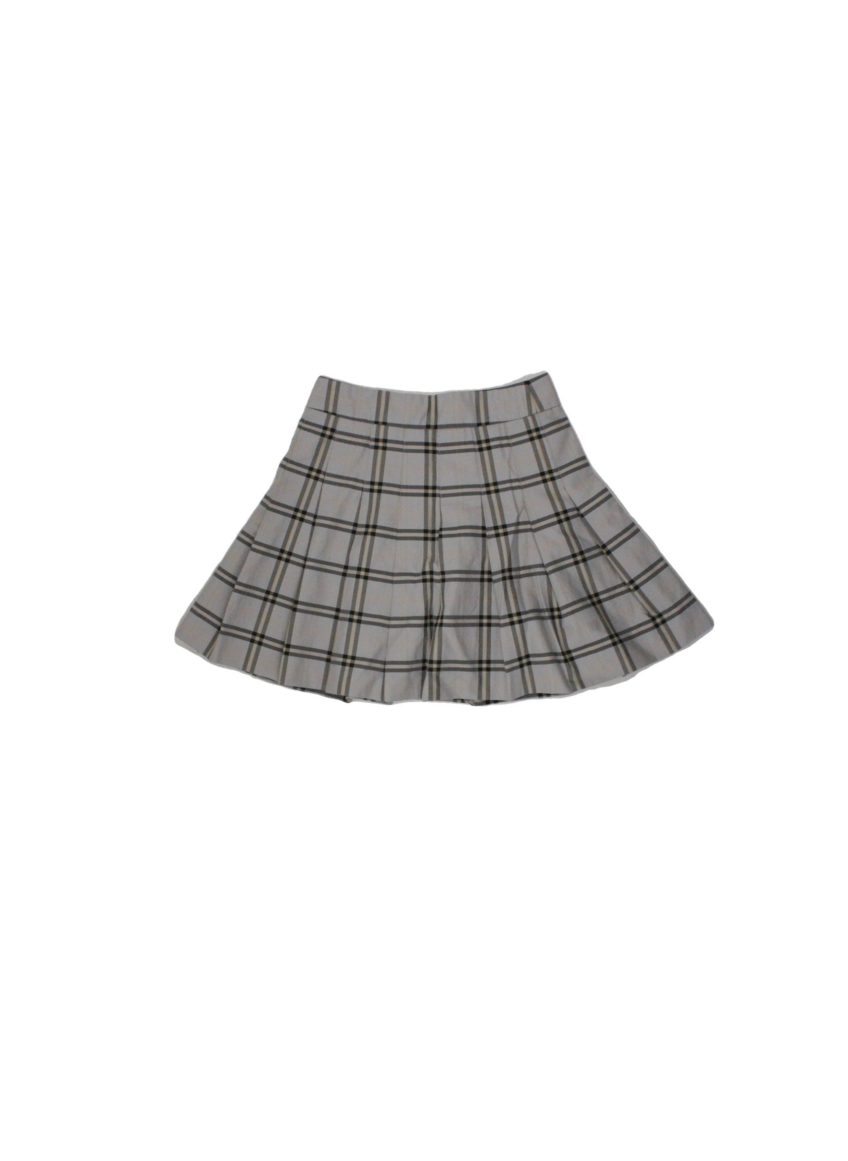 Sunday Best Women's Gray/Black/Yellow Skirt with Back Zip, Mini, Plaid, Pleated – Size 0