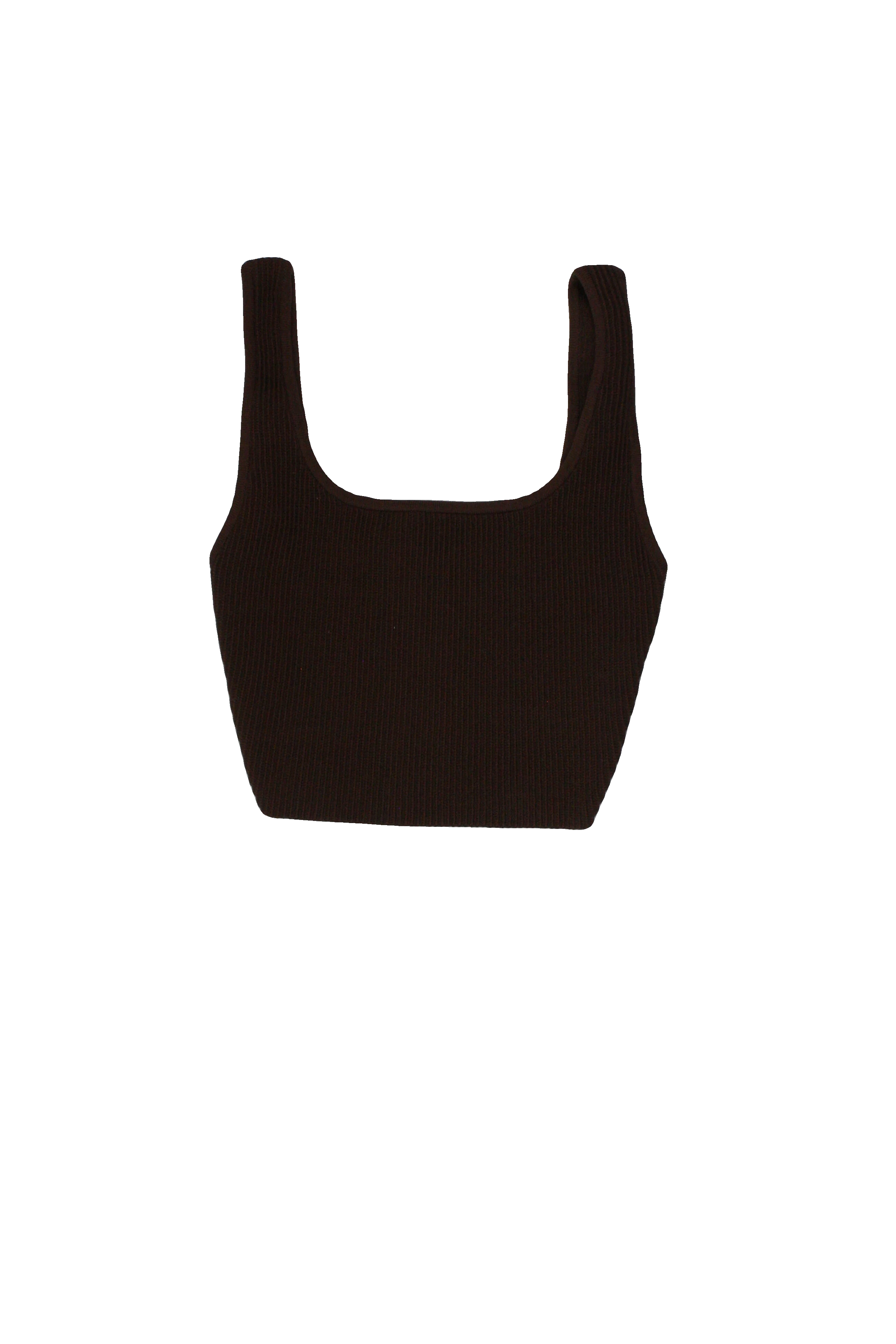 Babaton Women's Brown Cropped Sleeveless Top with Rib Knit, Stretch