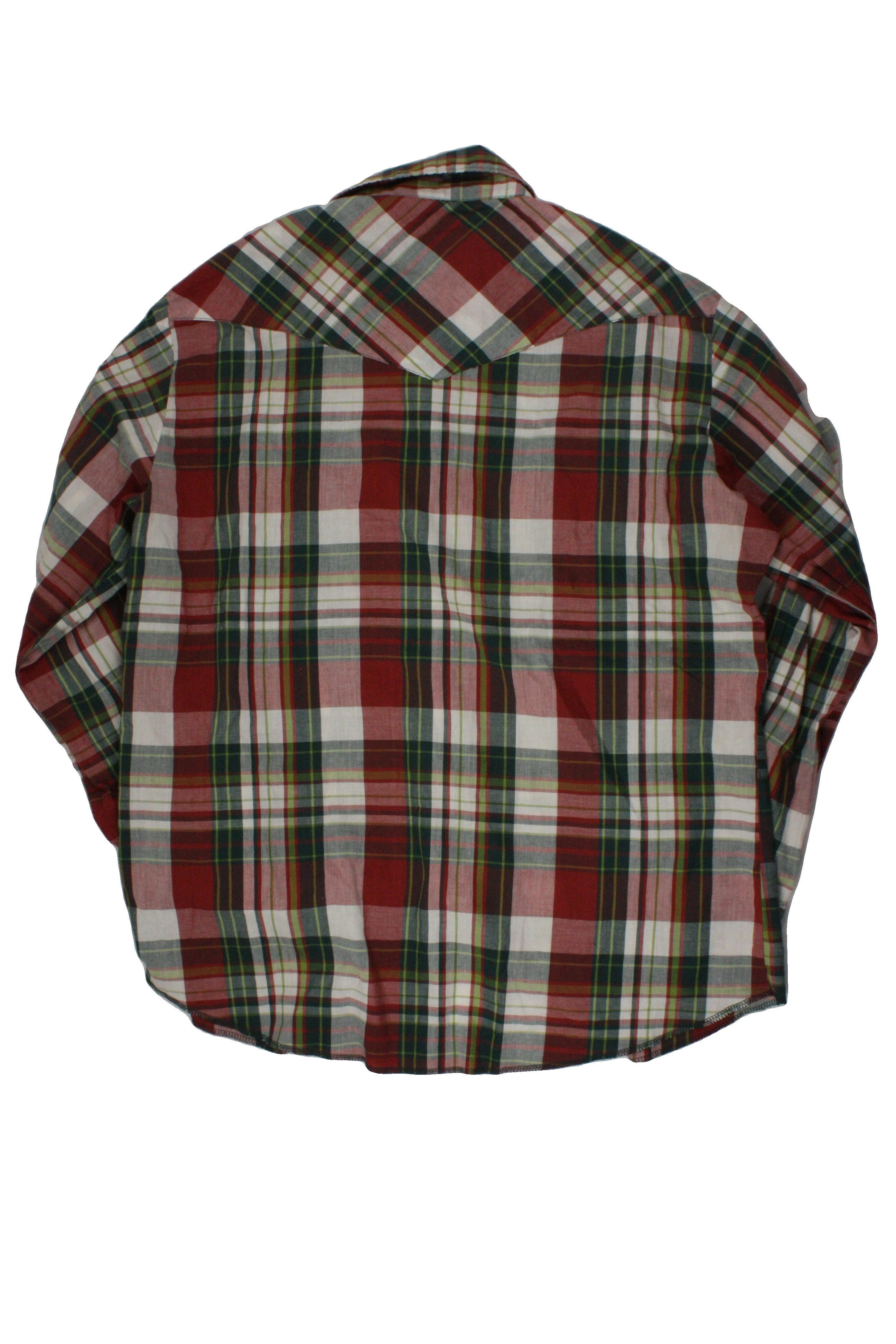 Wrangler Men's Red/Green/White Long Sleeve Shirt with Front Snaps, Plaid
