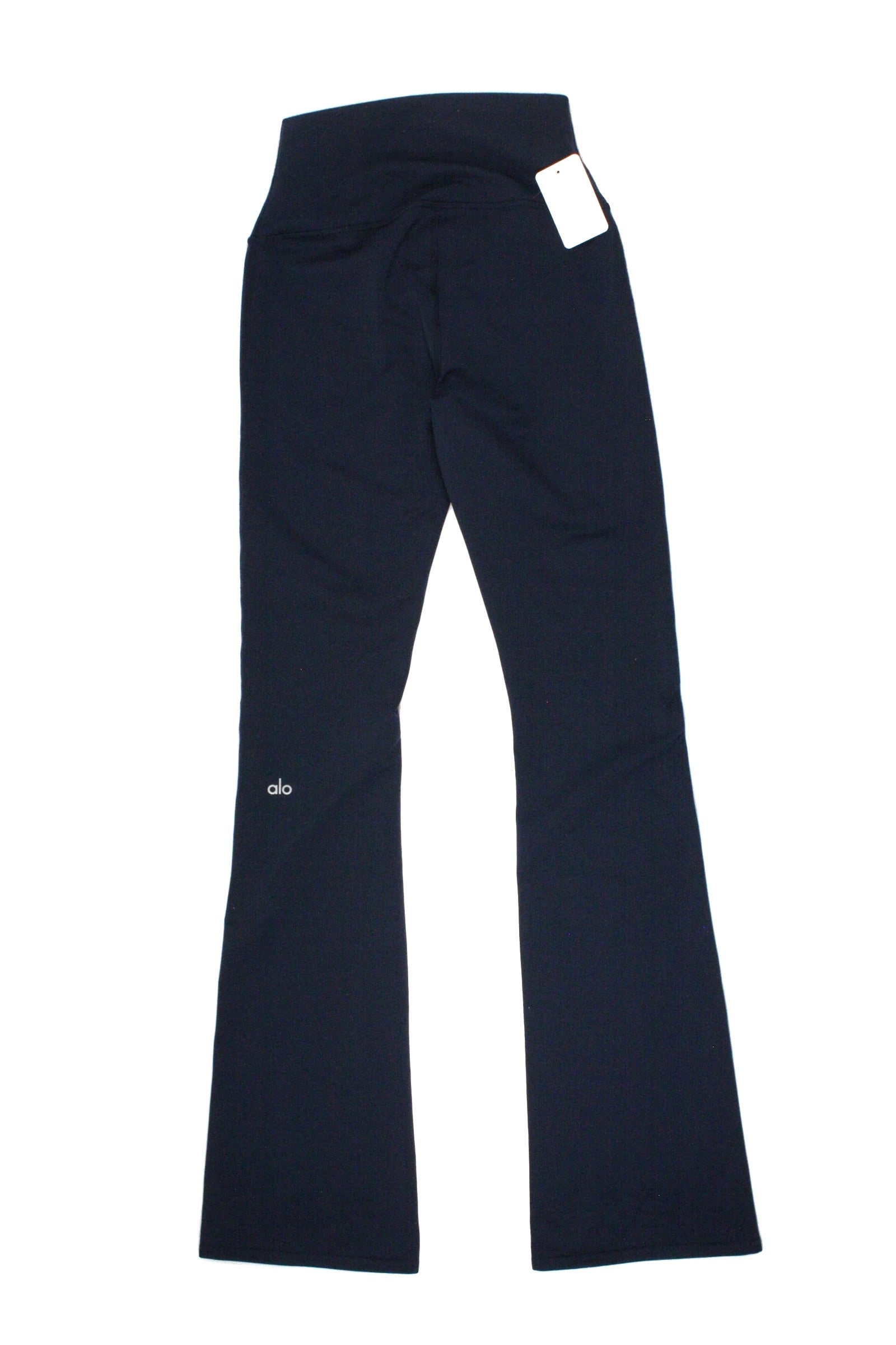 Alo Women's Navy Leggings with Back Leg Logo, Back Logo, Flared, Stretch – Size W26