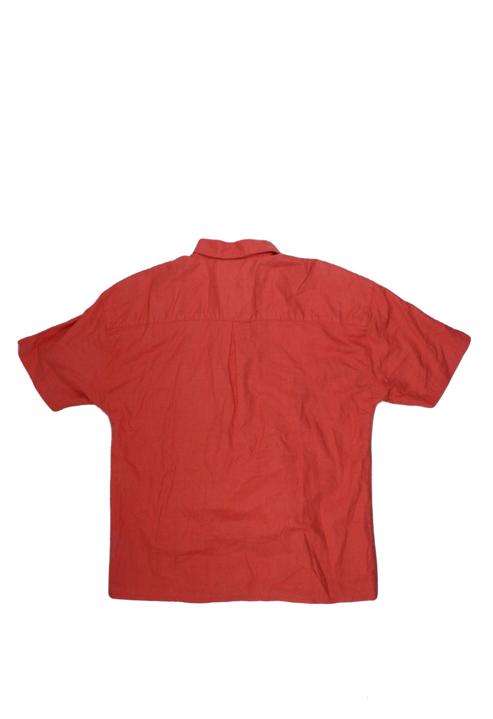Laura Ashley Women's Red Short Sleeve Shirt with Cotton-Linen, Linen, Cotton, Buttons – Size 12