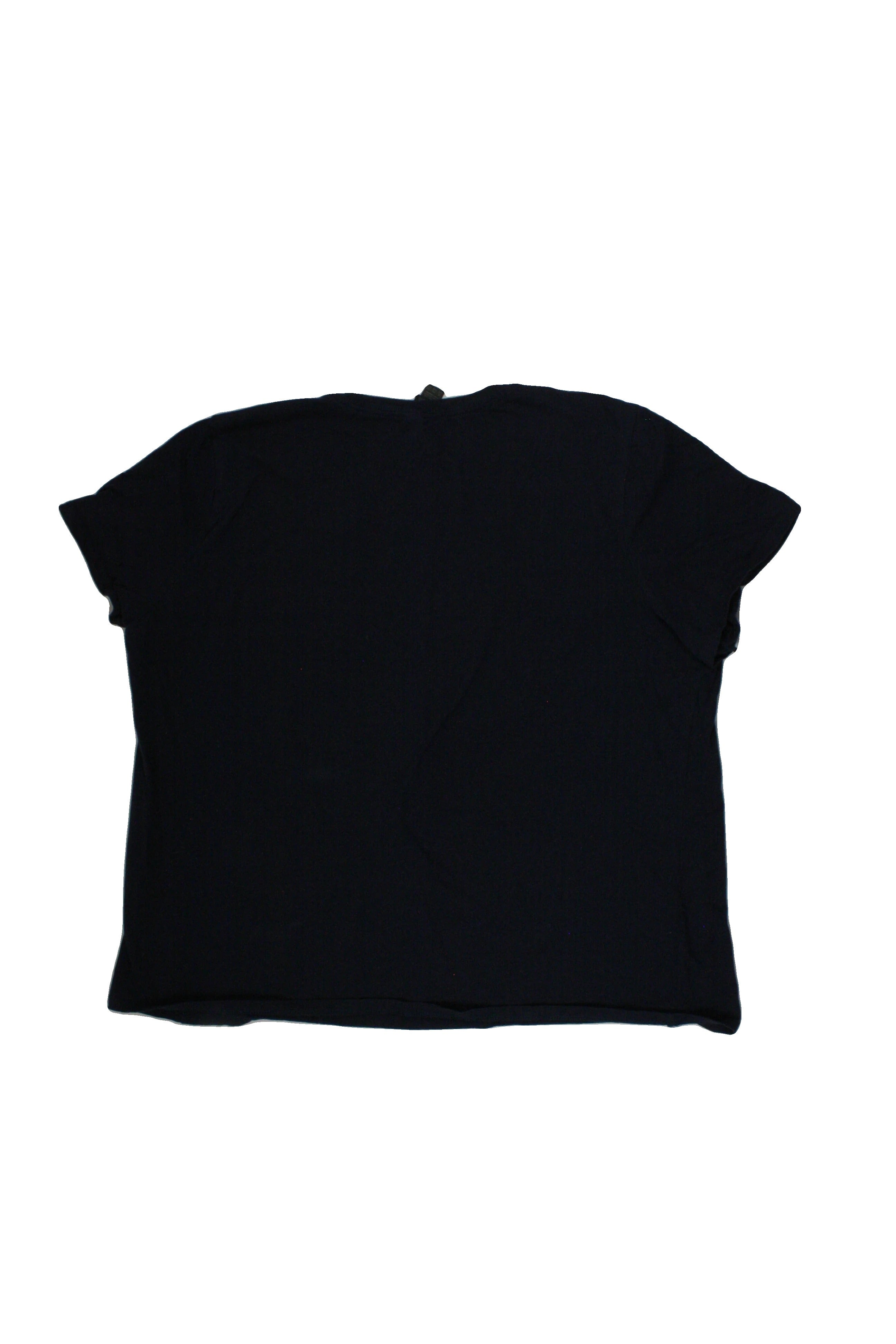 Gildan Women's Navy/Brown/Pink Short Sleeve Round Neck Top with Ribbed Trim, Boots Graphic, "Let" Graphic