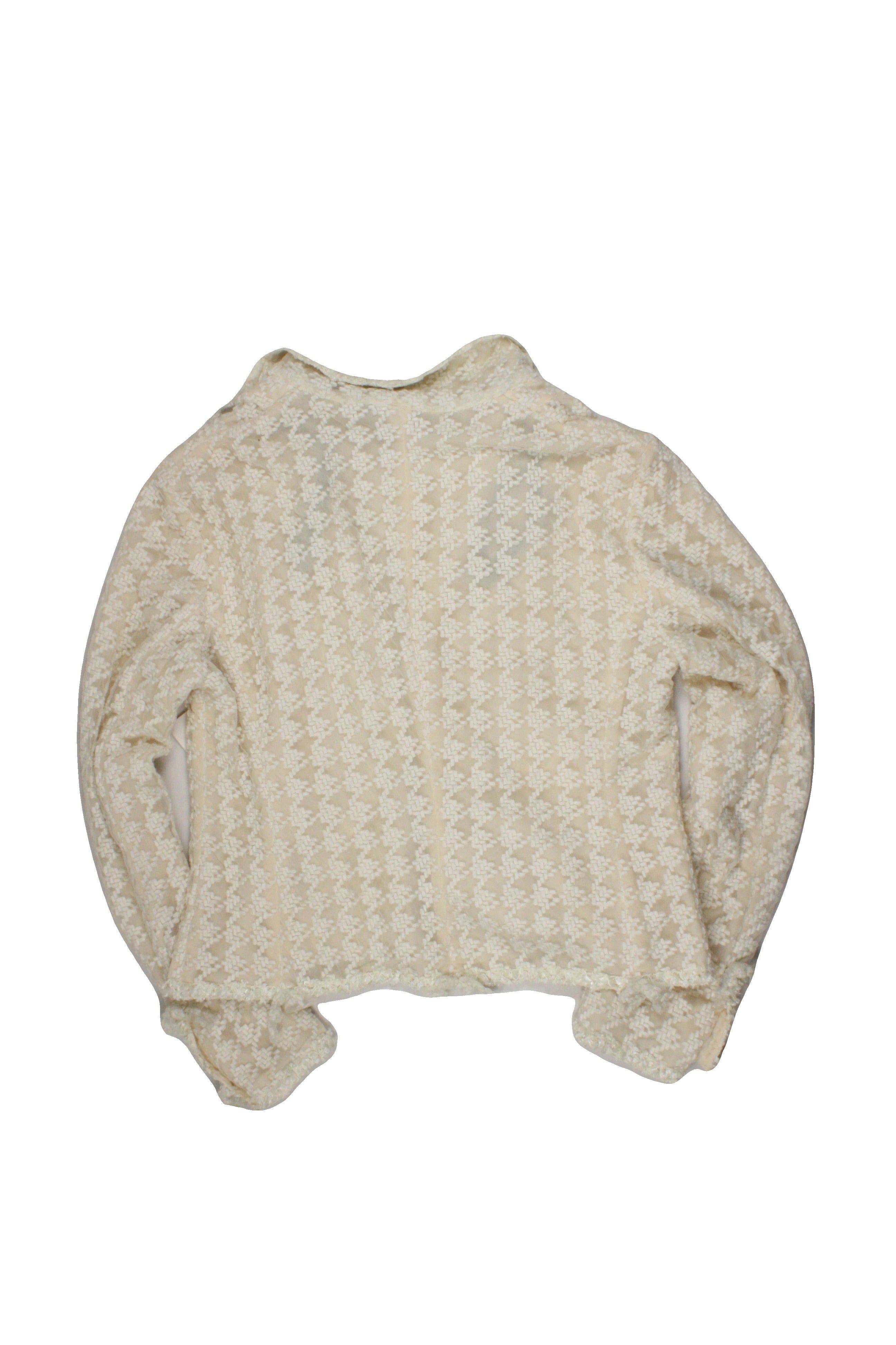 Anne Klein Women's Cream/Beige Long Sleeve Jacket with Silk, Bow Trim – Size 6