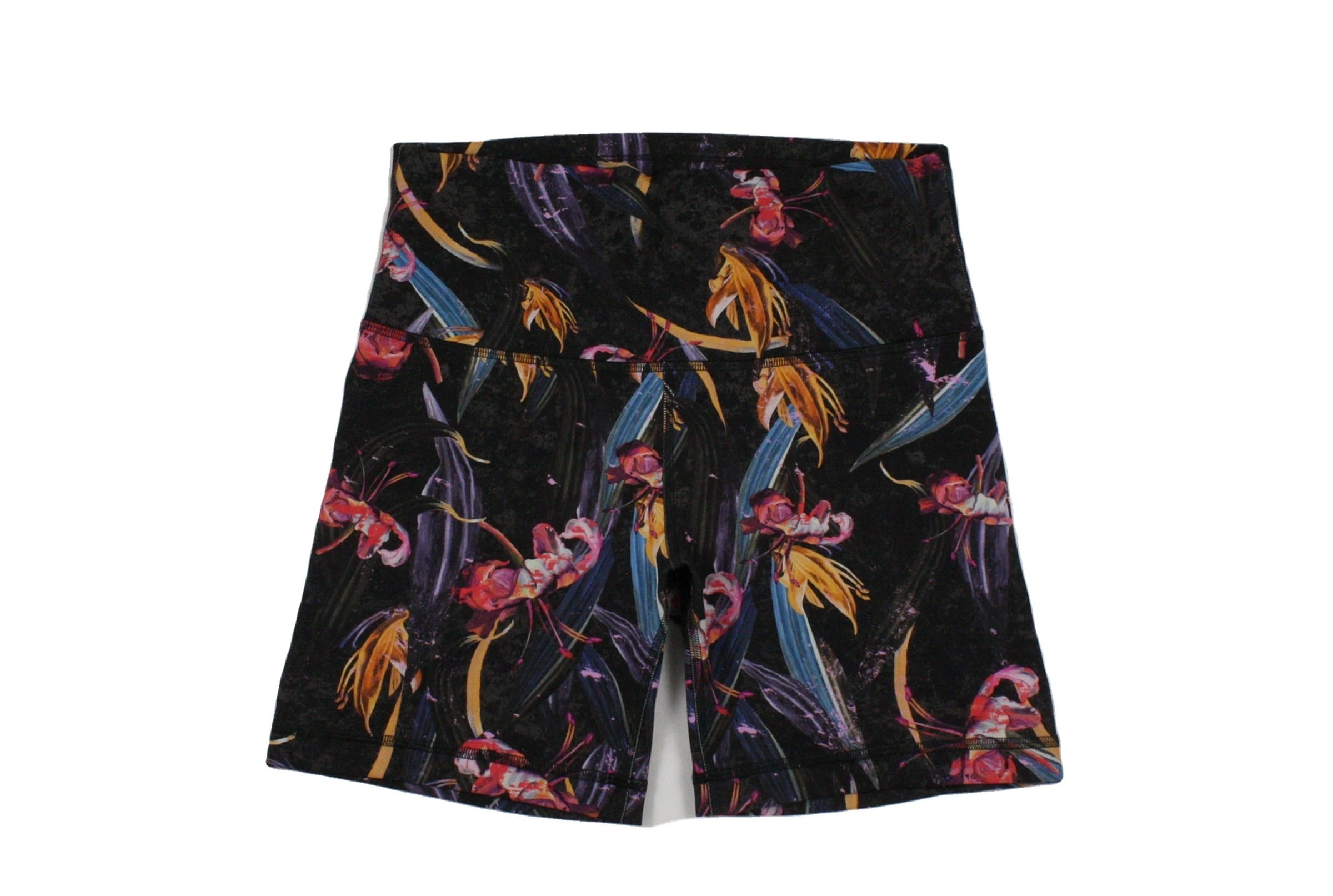 Lululemon Women's Black/Yellow/Blue/Purple Shorts with Floral Print, Biker – Size W26