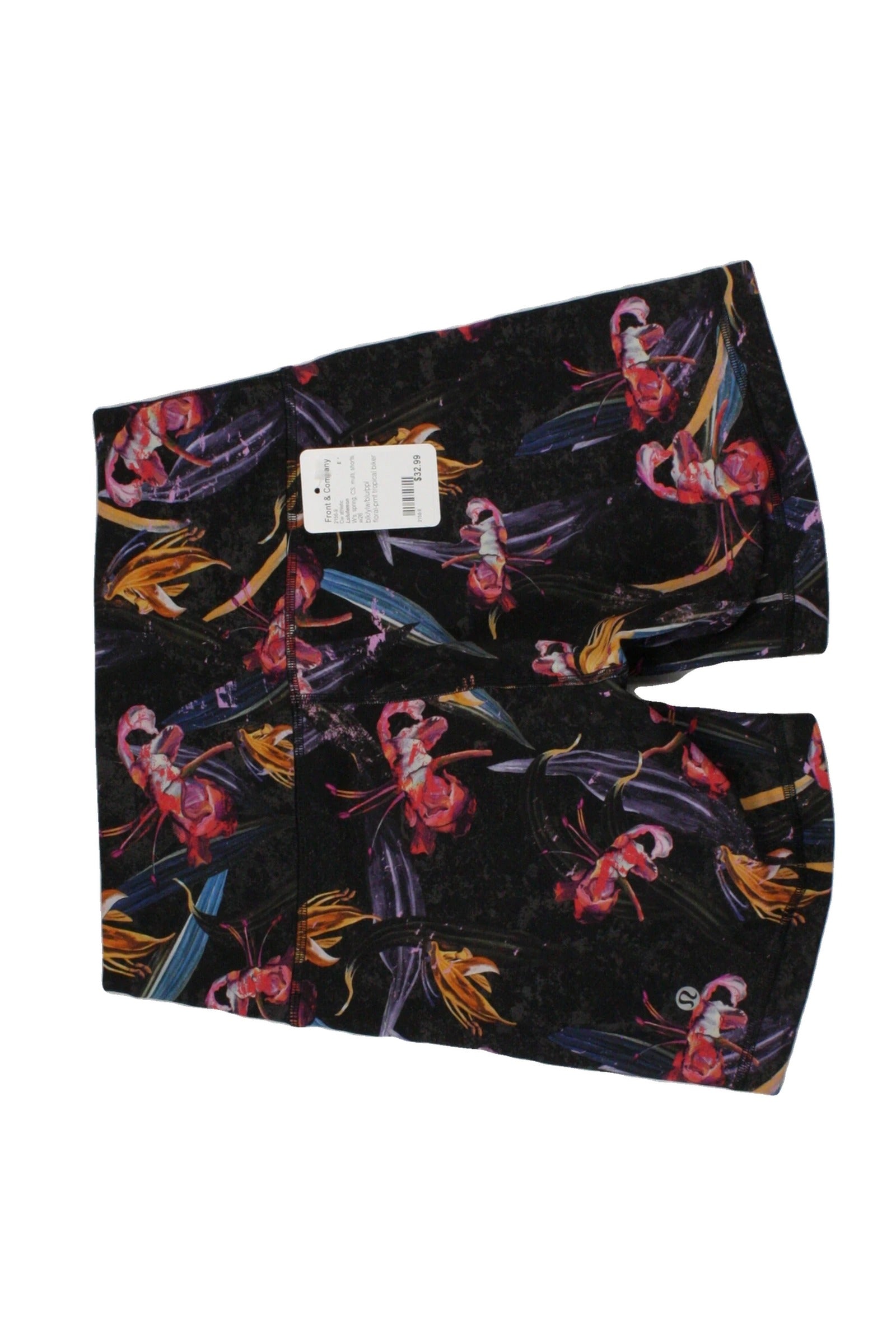 Lululemon Women's Black/Yellow/Blue/Purple Shorts with Floral Print, Biker – Size W26